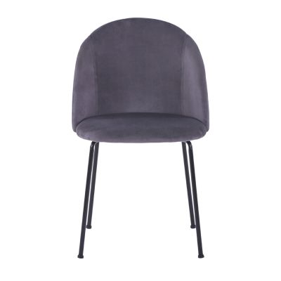 Chair Clara Velvet Grey and Metallic Legs Black Matte HM8545.01 50x54x79 cm