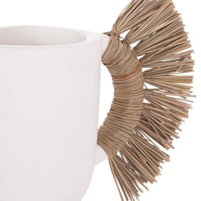 DECORATIVE TABLE VASE ALICA HM4668.02S TERRACOTA IN WHITE COLOR & GRASS--55x19x34Hcm.