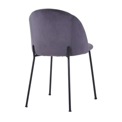 Chair Clara Velvet Grey and Metallic Legs Black Matte HM8545.01 50x54x79 cm