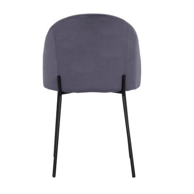 Chair Clara Velvet Grey and Metallic Legs Black Matte HM8545.01 50x54x79 cm