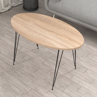ХОЛНА МАСА GRANIT HM18177.03 МЕЛАМИН В ЦВЯТ SONAMA-ЧЕРНИ МЕТАЛНИ КРАКА 90x50x42Hcm.