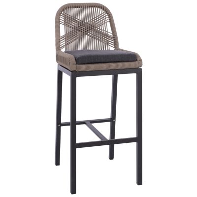 BAR STOOL ALUMINUM GREY AND ROPE BEIGE 46x53x100Hcm.HM5791.11