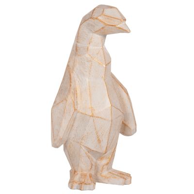 ПОДОВА ДЕКОРАЦИЯ ПИНГВИН HM7915 GRC В ЦВЯТ БЯЛА ПАТИНА СЪС ЗЛАТНИ ДЕТАЙЛИ 30x20x60Hcm.