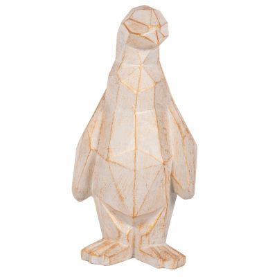 ПОДОВА ДЕКОРАЦИЯ ПИНГВИН HM7915 GRC В ЦВЯТ БЯЛА ПАТИНА СЪС ЗЛАТНИ ДЕТАЙЛИ 30x20x60Hcm.