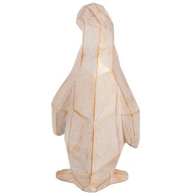 ПОДОВА ДЕКОРАЦИЯ ПИНГВИН HM7915 GRC В ЦВЯТ БЯЛА ПАТИНА СЪС ЗЛАТНИ ДЕТАЙЛИ 30x20x60Hcm.