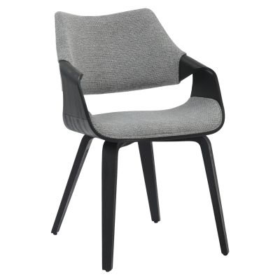 DINING CHAIR NETTO HM9976.02 PLYWOOD FRAME IN BRUSHED BLACK-GREY FABRIC 55x56x83,5Hcm.