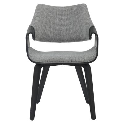 DINING CHAIR NETTO HM9976.02 PLYWOOD FRAME IN BRUSHED BLACK-GREY FABRIC 55x56x83,5Hcm.