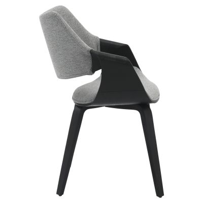 DINING CHAIR NETTO HM9976.02 PLYWOOD FRAME IN BRUSHED BLACK-GREY FABRIC 55x56x83,5Hcm.