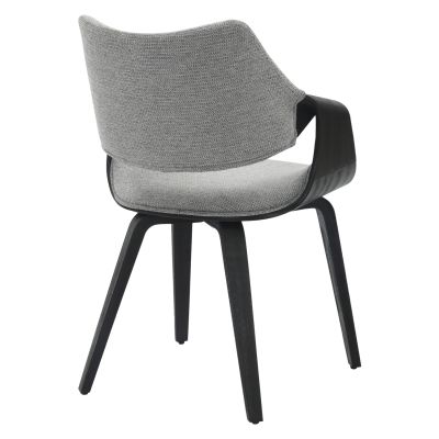 DINING CHAIR NETTO HM9976.02 PLYWOOD FRAME IN BRUSHED BLACK-GREY FABRIC 55x56x83,5Hcm.