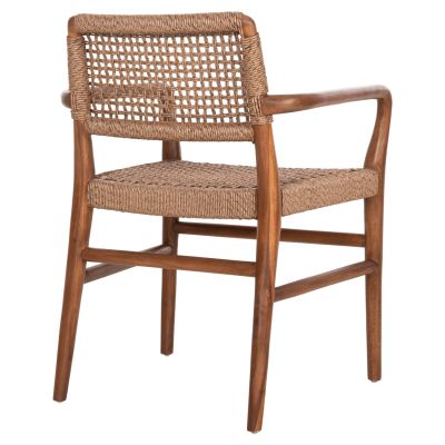 DINING ARMCHAIR ROSCO HM6132.01 TEAK WOOD IN WALNUT-VIRO ROPE IN BROWN 56x54,5x78Hcm.