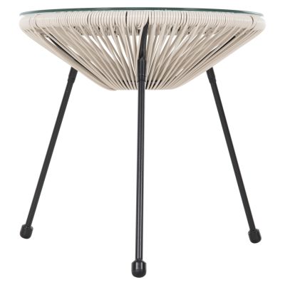 OUTDOOR COFFEE TABLE ALLEGRA HM5874.03 METAL IN BLACK- SYNTHETIC RATTAN IN BEIGE Φ47x45Hcm.