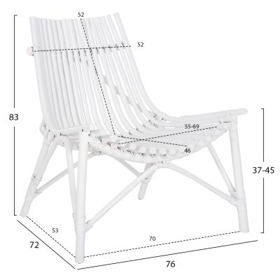 CHAIR FOR OUTDOORS CELLION HM9812.03 RATTAN POLES IN WHITE COLOR 76x72x83Hcm.