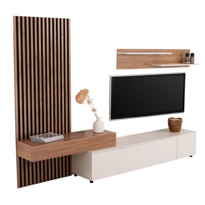 TV FURNITURE COMBO DORT HM18076.01 MELAMINE IN SONAMA-WHITE 249.5x42.2x199.5Hcm.