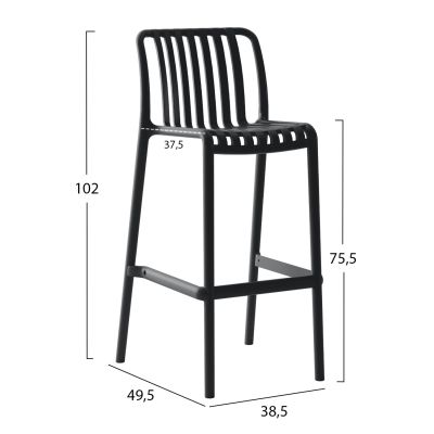 BAR STOOL POLYPROPYLENE CONVEE HM6098.02 BLACK 38,5x49,5x102Hcm.