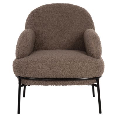 ARMCHAIR AGNES HM9525.25 LIGHT BROWN BOUCLE FABRIC-BLACK METAL LEGS 74x71x83Hcm.