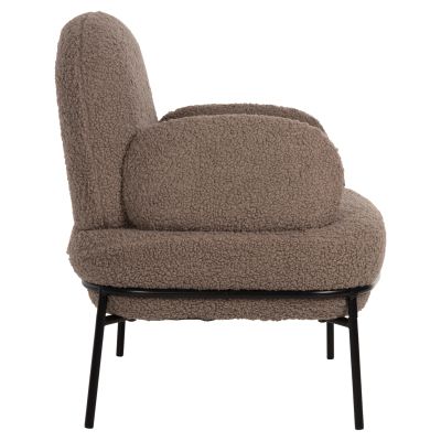 ARMCHAIR AGNES HM9525.25 LIGHT BROWN BOUCLE FABRIC-BLACK METAL LEGS 74x71x83Hcm.
