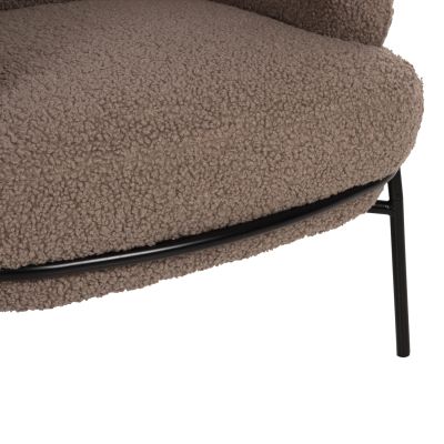 ARMCHAIR AGNES HM9525.25 LIGHT BROWN BOUCLE FABRIC-BLACK METAL LEGS 74x71x83Hcm.
