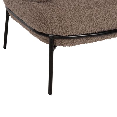 ARMCHAIR AGNES HM9525.25 LIGHT BROWN BOUCLE FABRIC-BLACK METAL LEGS 74x71x83Hcm.