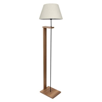 FLOOR STANDING LAMP HM7609.01 150CM BROWN MDF BASE, OFF-WHITE CAP