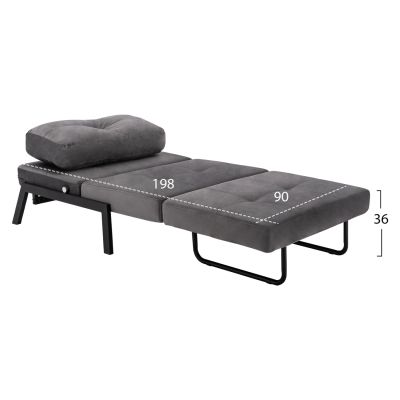 HM3078.11 Кресло легло, кадифено сиво, 95x92x66 см