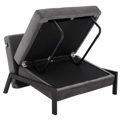 HM3078.11 Кресло легло, кадифено сиво, 95x92x66 см