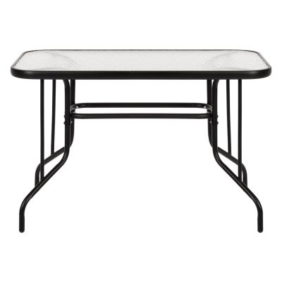 OUTDOOR METALLIC TABLE ADAM HM5020.03 BLACK WITH REINFORCED GLASS TOP 110Χ60Χ71Hcm.