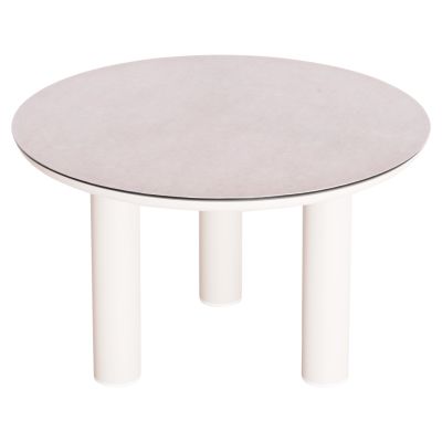 ALUMINUM ROUND TABLE DOSUN HM6201.02 CREAM WHITE FRAME-3D PRINTED GLASS TOP WITH CERAMIC LOOK Φ120cm.