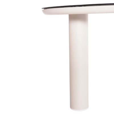 ALUMINUM ROUND TABLE DOSUN HM6201.02 CREAM WHITE FRAME-3D PRINTED GLASS TOP WITH CERAMIC LOOK Φ120cm.