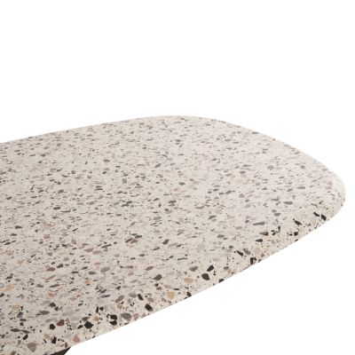 DINING TABLE OVAL RODDEN HM11903.03 WERZALIT TABLETOP IN TERRAZZO COLOR-BLACK METAL BASE 146x94x75Hcm.