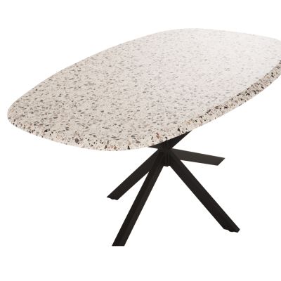 DINING TABLE OVAL RODDEN HM11903.03 WERZALIT TABLETOP IN TERRAZZO COLOR-BLACK METAL BASE 146x94x75Hcm.