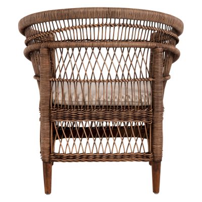 ARMCHAIR MALAWI HM9635.01 MAHOGANY WOOD WITH RATTAN IN BROWN-WHITE CUSHION 80x70x86Hcm.