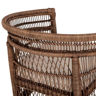 ARMCHAIR MALAWI HM9635.01 MAHOGANY WOOD WITH RATTAN IN BROWN-WHITE CUSHION 80x70x86Hcm.