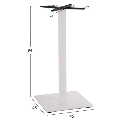 BASE FOR BAR TABLE HM474.02 MEDIUM HEIGHT-MATTE WHITE METAL-HEIGHT ADJUSTERS-CROSS 46Χ46cm 45Χ45Χ94Hcm