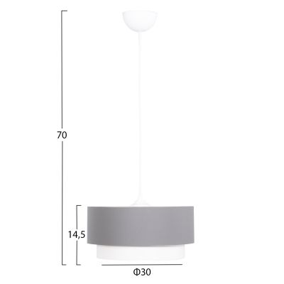 CEILING PENDANT CYLINDRICAL LAMP KRIKS HM4706.01 PVC IN WHITE-GREY Φ30x70Hcm.