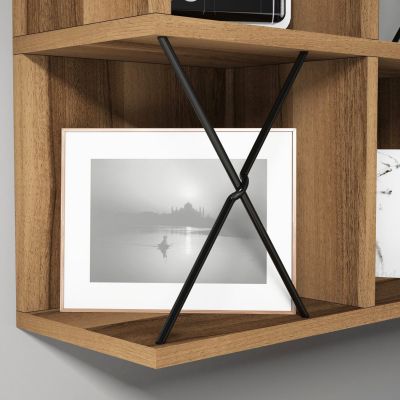 WALL SHELF ΗΜ9520.02 MELAMINE IN WALNUT COLOR 60x24x60Hcm.