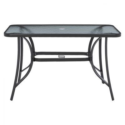 OUTDOOR TABLE BRAVO GREY METAL GLASS TOP WITH UMBRELLA HOLE 120Χ70Χ72Hcm.HM5021.11