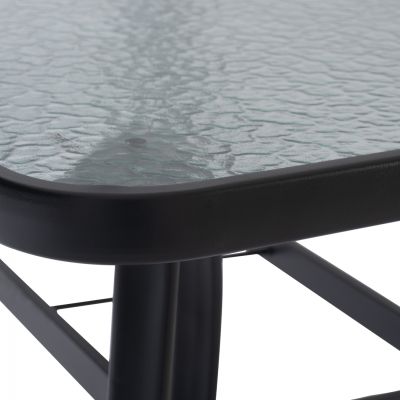 OUTDOOR TABLE BRAVO GREY METAL GLASS TOP WITH UMBRELLA HOLE 120Χ70Χ72Hcm.HM5021.11