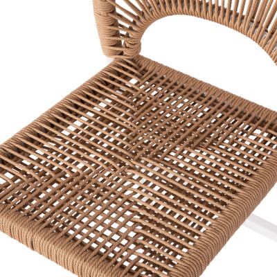 ТАБУРЕТКА СРЕДНА ВИСОЧИНА HM5920.01 БЯЛ АЛУМИНИЙ СЪС СИНТЕТИЧЕН РАТАН БЕЖОВ 46x58x95Hcm.