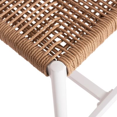 ТАБУРЕТКА СРЕДНА ВИСОЧИНА HM5920.01 БЯЛ АЛУМИНИЙ СЪС СИНТЕТИЧЕН РАТАН БЕЖОВ 46x58x95Hcm.