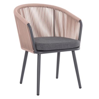 DINING CHAIR HARRIET HM5548.12 ALUMINUM ANTHRACITE FRAME-BEIGE P.E.ROPE 60x62x80,5Hcm.