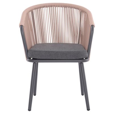DINING CHAIR HARRIET HM5548.12 ALUMINUM ANTHRACITE FRAME-BEIGE P.E.ROPE 60x62x80,5Hcm.