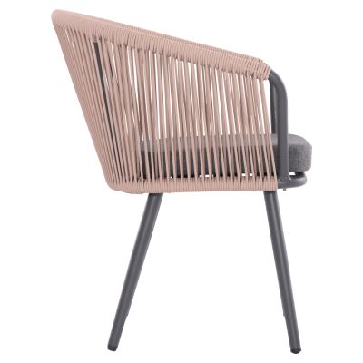 DINING CHAIR HARRIET HM5548.12 ALUMINUM ANTHRACITE FRAME-BEIGE P.E.ROPE 60x62x80,5Hcm.