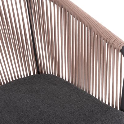 DINING CHAIR HARRIET HM5548.12 ALUMINUM ANTHRACITE FRAME-BEIGE P.E.ROPE 60x62x80,5Hcm.