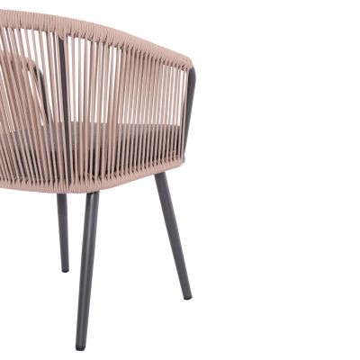 DINING CHAIR HARRIET HM5548.12 ALUMINUM ANTHRACITE FRAME-BEIGE P.E.ROPE 60x62x80,5Hcm.