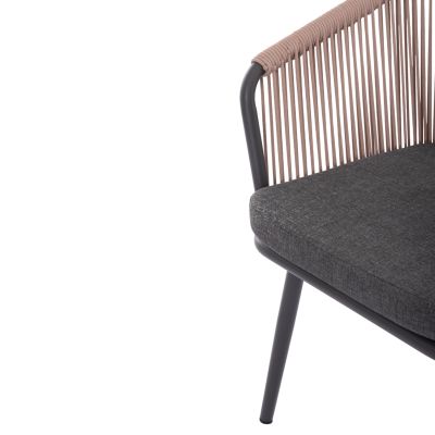 DINING CHAIR HARRIET HM5548.12 ALUMINUM ANTHRACITE FRAME-BEIGE P.E.ROPE 60x62x80,5Hcm.