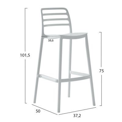 BAR STOOL POLYPROPYLENE SNOD HM6099.01 WHITE 37,2x50x101,5Hcm.