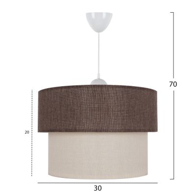 PENDANT CEILING LAMP HM7619.03 TWO-LAYER FABRIC DRUM, PLASTIC FRAME