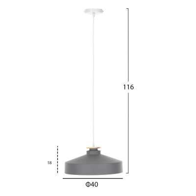 CEILING PENDANT LAMP HM4159.03 GREY METAL CAP Φ40x116Hcm.