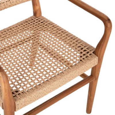 DINING ARMCHAIR ROSCO HM6132 TEAK WOOD IN NATURAL-VIRO ROPE IN BEIGE 56x54,5x78Hcm.