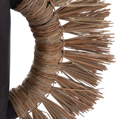 DECORATIVE TABLE VASE ALICA HM4668.01L TERRACOTA IN BLACK COLOR & GRASS--64x22x38Hcm.